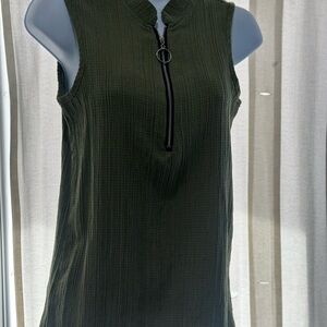 Sleeveless Green Top with Zipper Detail